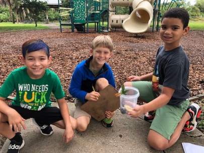 Kids outside on the playground 