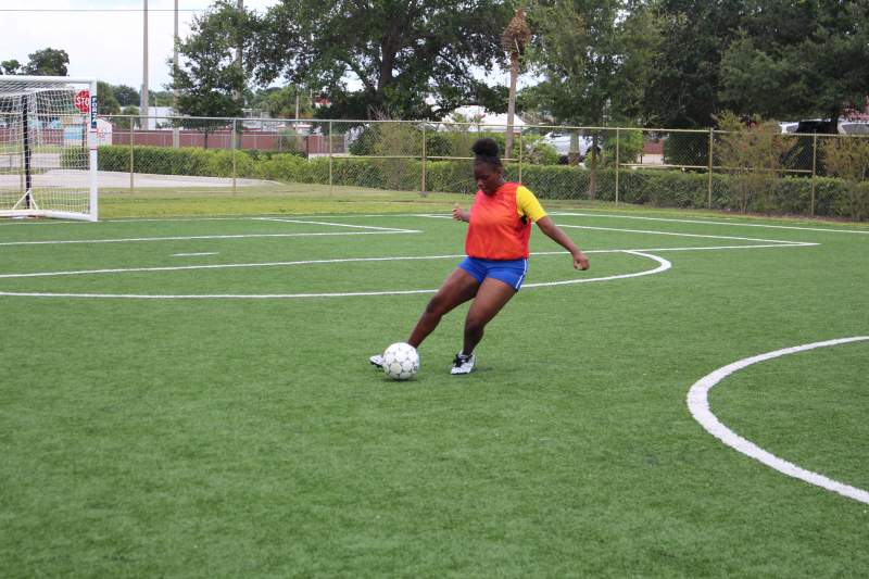 Girl playing soccer 